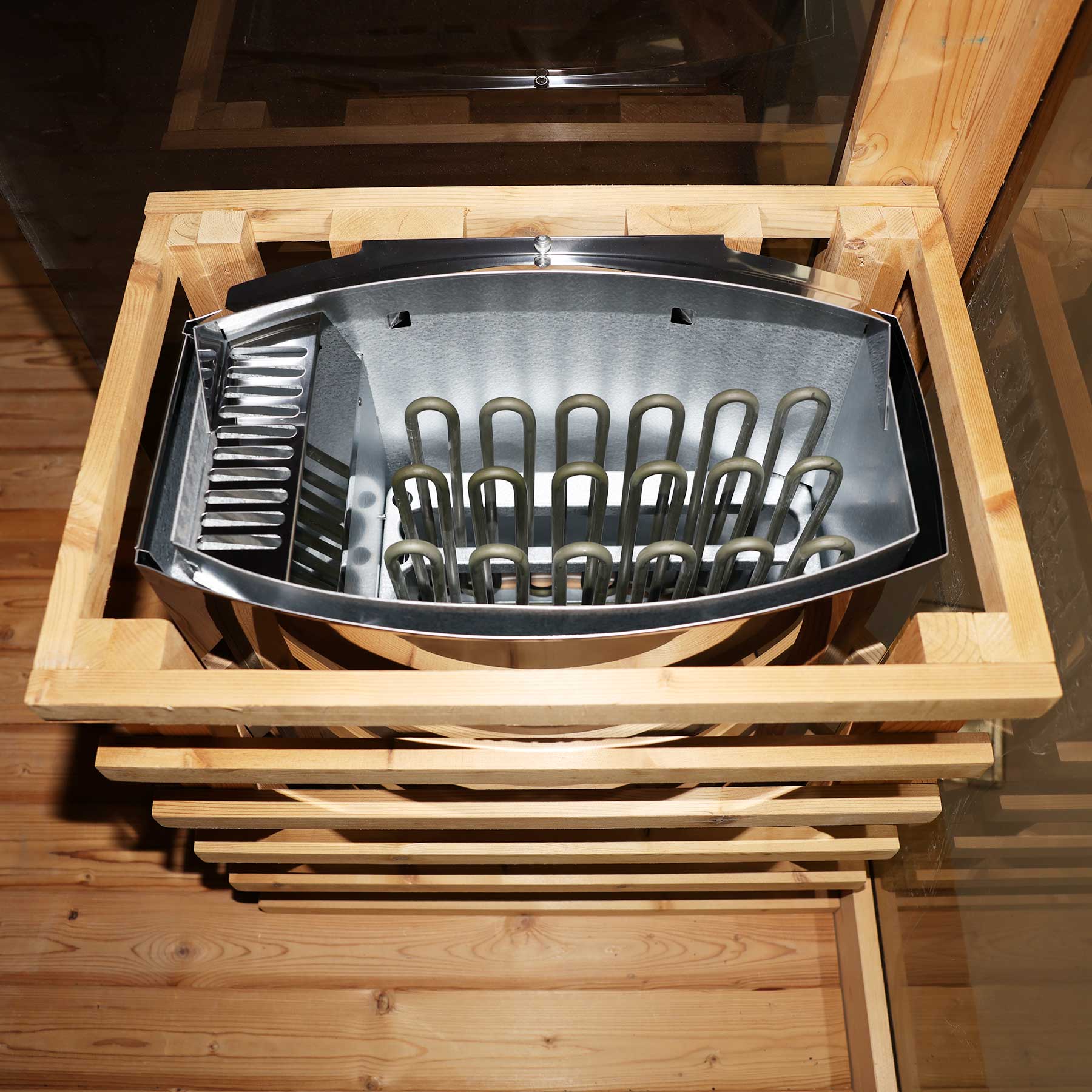 Outdoor Infrarot-Kombi-Sauna Borkum XL mit Vorraum und Harvia Saunaofen