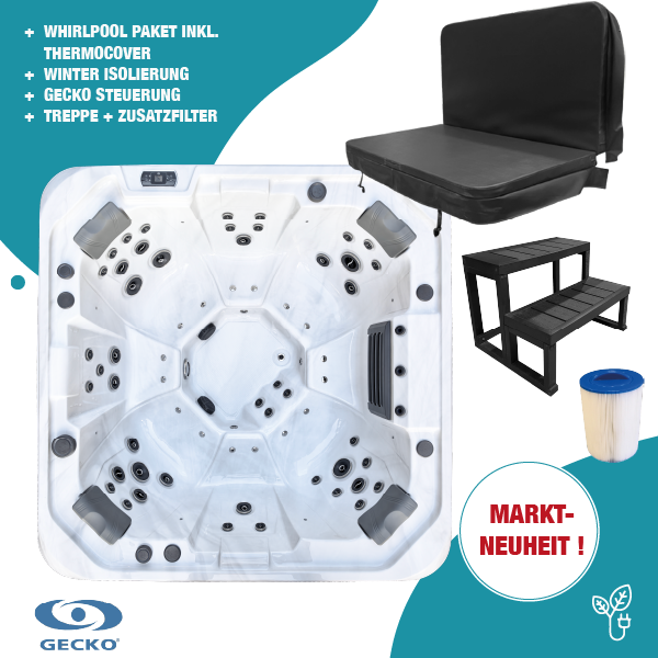 Aktionspaket Outdoor Whirlpool Chicago limited Edition, inkl. Thermoabdeckung und Treppe