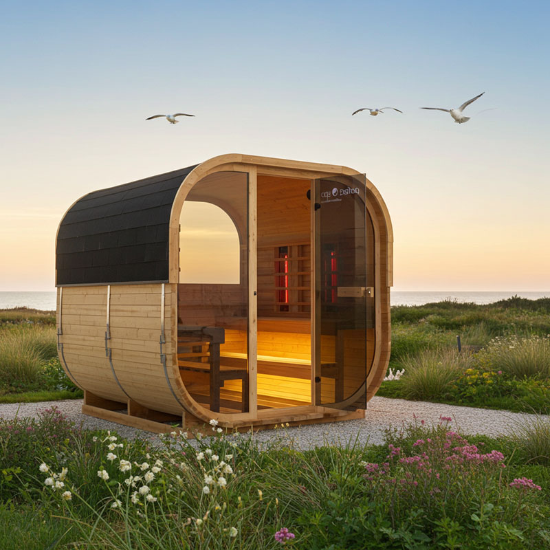 Outdoor Infrarot-Kombi-Sauna Borkum inkl. Saunaofen