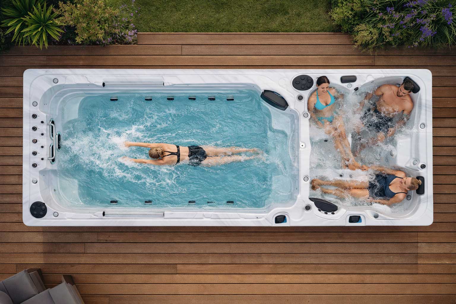 Swim Spa im Garten kaufen – Perfect Spa Versandkostenfrei Aktion WM26 im Rhein-Main-Gebiet